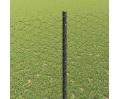 Hexagonal Fence with Post 25 x 1,5 m PVC dengtas plienas Pilka