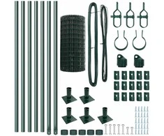 Tvora su stulpais Žalia 0,4 x 10 m Plienas ir PVC