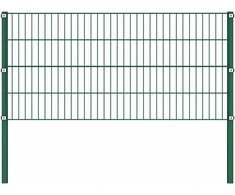 Tvoros segmentai su stulpais, žalios spalvos, 1,7x0,8m, geležis