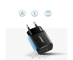 UGREEN ED011 USB 2.1A maitinimo šaltinis kroviklis juodas