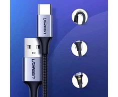 Nikeliuotas USB-C laidas QC3.0 UGREEN, 1m