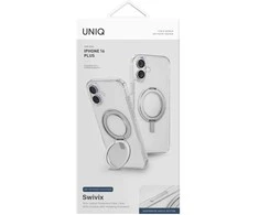 „Uniq Swivix 360“ besisukantis dėklas su atrama, skirtas „iPhone 16 Plus“ – skaidrus