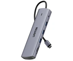 UNITEK D1113BGY01 sąsajos šakotuvas 2 x USB 3.2 Gen 2 (3.1 Gen 2) Type-C 1000 Mbit/ai Pilka