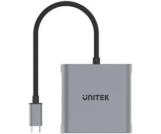 UNITEK V1404A vaizdo kabelio adapteris 0,15 m C tipo USB 2 x DisplayPort Pilka