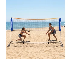 Universalus 305×140 cm 3-in-1 reguliuojamas tinklas badmintonui, tinkliniui ir tenisui su krepšiu, MOVEPRO