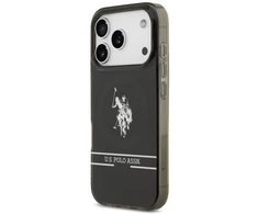 Us Polo Assn US Polo DH and Bottom Stripe Logo MagSafe dėklas iPhone 17 Pro juodos spalvos