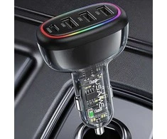 USAMS automobilinis įkroviklis 1xUSB-C 3xUSB-A C34 48W 3A+C PD Fast Charge juodas CC170CC01 (US-CC170)