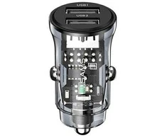 USAMS automobilinis įkroviklis C31 3A 2xUSB-A Fast Charge juodas CC162CC01 (US-CC162)