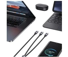USAMS Kabelis 2in1 2xUSB-C 72W 1,2m aliuminio lydinio duomenų kabelis Sufeng Series SJ740USB101 (US-SJ740)