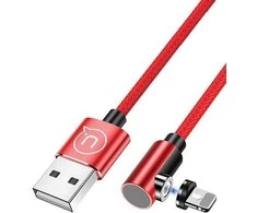USAMS U54 magnetinis kampinis kabelis 1m, žaibo raudonas SJ444USB02 (US-SJ444)