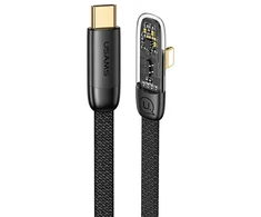 USAMS angled kabelis USB-C į Lightning PD 20W Fast Charging Iceflake Series 1.2m juodos spalvos SJ583USB01