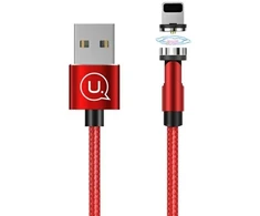 USAMS U59 magnetinis „Lightning“ laidas 2.1A greito įkrovimo 1m, pintas, raudonas SJ472USB02 (US-SJ472)