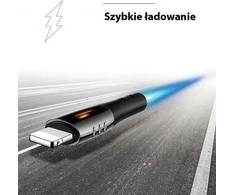 USAMS pintas U-Tone Lightning kabelis 1.2m su išjungimo funkcija 2A greito įkrovimo juodos spalvos SJ344USB01 (US-SJ344)