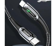 USAMS Kabelis pintas USB-C na Lightning Smart Power-off 20W PD Kabelis 1.2m juodos spalvos SJ518USB01 (US-SJ518)