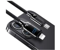 USAMS Kabelis USB-C į Lightning 30W 1,2m Skaitmeninis Ekranas Cinko lydinio greito įkrovimo duomenų kabelis HX Series SJ741USB01 (US-SJ741)