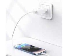 USAMS Laidinis įkroviklis 18W + kabelis Lightning/ USB-A Fast Charging baltos spalvos series SC SCXLTZ03