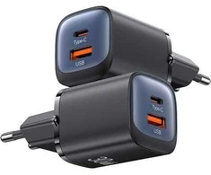 USAMS Laidinis įkroviklis CC254 30W GaNUSB-C/USB-A Fast Charging HC Series juodos spalvos CC254TC01