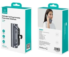 USAMS PB79 Mini Tail Plug nešiojama išorinė baterija 3000mAh USB-C sidabrinis