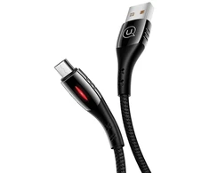 USAMS pintas U-Tone microUSB kabelis 1.2m, su išjungimo funkcija, 2A, greito įkrovimo, juodos spalvos SJ346USB01 (US-SJ346)