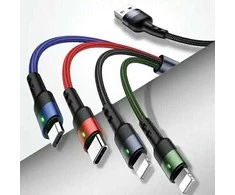 USAMS pintas kabelis U26 4in1 1.2m 2AFast Charge (2xLightning/microUSB/USB-C) SJ317USB01 (US-SJ317)