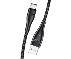 USAMS Braided U41 USB-C Kabelis 1m 2A juodos spalvos SJ392USB01 (US-SJ392) Fast Charge