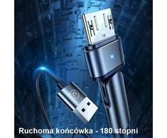 USAMS Braided Rotating Kabelis U60 2A microUSB juodos spalvos 1m SJ478USB01 (US-SJ478)