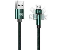 USAMS Braided Rotating Kabelis U60 2A microUSB žalios spalvos 1m SJ478USB02 (US-SJ478)