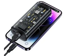 USAMS išorinė baterija 9000mAh PD 20W QC3.0+PD dviejų prievadų greito įkrovimo juodas 10KCD18901 (US-CD189)