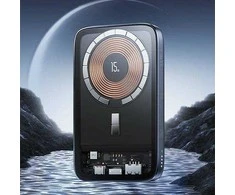 USAMS Powerbank PB67 10 000 mAh 15 W QC3.0 + PD magnetinis belaidis greito įkrovimo plienas / tamsus 10KCD18401 (US-CD184)