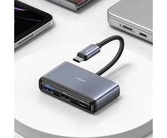 USAMS Adapteris HUB 5in1 USB 2.0/USB 3.0/USB-C/TF/SD pilka/dark pilka SJ628HUB01 (US-SJ628)