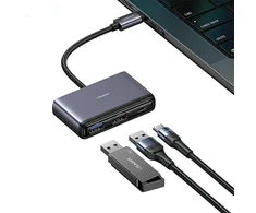 USAMS Adapteris HUB 5in1 USB 2.0/USB 3.0/USB-C/TF/SD pilka/dark pilka SJ628HUB01 (US-SJ628)