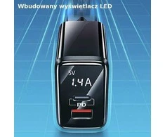 USAMS Laidinis įkroviklis 1xUSB-C + 1xUSB T40 20W LED (only head) PD3.0 + QC3.0 Fast Charging juodos spalvos CC133T