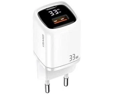 USAMS Laidinis įkroviklis 1xUSB-C + 1xUSB T46 33W (only head) PD3.0 + QC3.0 Fast Charging baltos spalvos CC152TC02