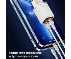 USAMS Laidinis įkroviklis 1xUSB-C + 1xUSB T46 33W (only head) PD3.0 + QC3.0 Fast Charging juodos spalvos CC152TC01