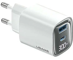 USAMS CC229 30W GaNUSB-C/USB-A greito įkrovimo XC serijos Baltas CC229TC02