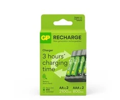 USB kroviklis GP RECHARGE+2xAA+2xAAA įkr. elementai