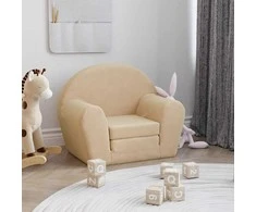 Vaikiška sofa-lova, kreminės spalvos, minkštas pliušas 356995