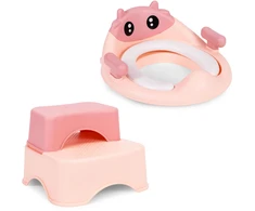 Vaikiška tualeto kėdutė su laipteliais ir platforma, rožinė, ECOTOYS