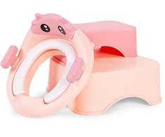 Vaikiška tualeto kėdutė su laipteliais ir platforma, rožinė, ECOTOYS