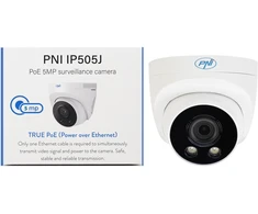 Vaizdo stebėjimo kamera PNI IP505J POE, 5MP, kupolinė, 2.8mm, skirta naudoti lauke, balta