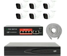 Vaizdo stebėjimo komplektas NVR POE PNI House IP810, 6 PNI IP8POE kameros, komplekte yra POE komutatorius ir kabeliai