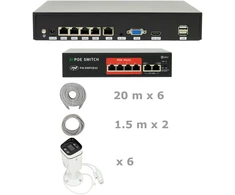Vaizdo stebėjimo komplektas NVR POE PNI House IP810, 6 PNI IP8POE kameros, komplekte yra POE komutatorius ir kabeliai