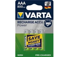 VARTA HR03 AAA Recharge Accu Power 800 mAh 56703 Įkrovimo tikslumas 4 vnt Žalia