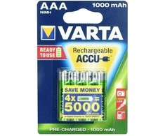 VARTA HR03 AAA Recharge Accu Power 1000 mAh 05703 Įkrovimo tikslumas 4 vnt Žalia, Geltona
