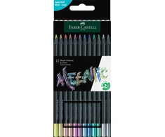 Värvipliiatsid Faber-Castell Juodas Edition 12-värvi metallic värvid
