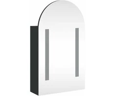 Veidrodinė vonios kambario spintelė su LED, juoda, 42x13x70cm