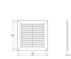 Ventiliacijos grotelės EUROPLAST VR1515P, 150 x 150 mm