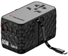Verbatim Adapteris kelioninis EU/UK/US GaN USB-A/3xUSB-C PD 85W CNT-02 juodos spalvos 32127