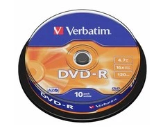 Verbatim DVD-R 4.7GB 16x AZO sidabrinis 10vnt 43523