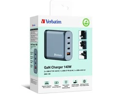 Verbatim - GNC-140 GaN įkroviklis, 4 prievadų, 140 W, USB-A/USB-C